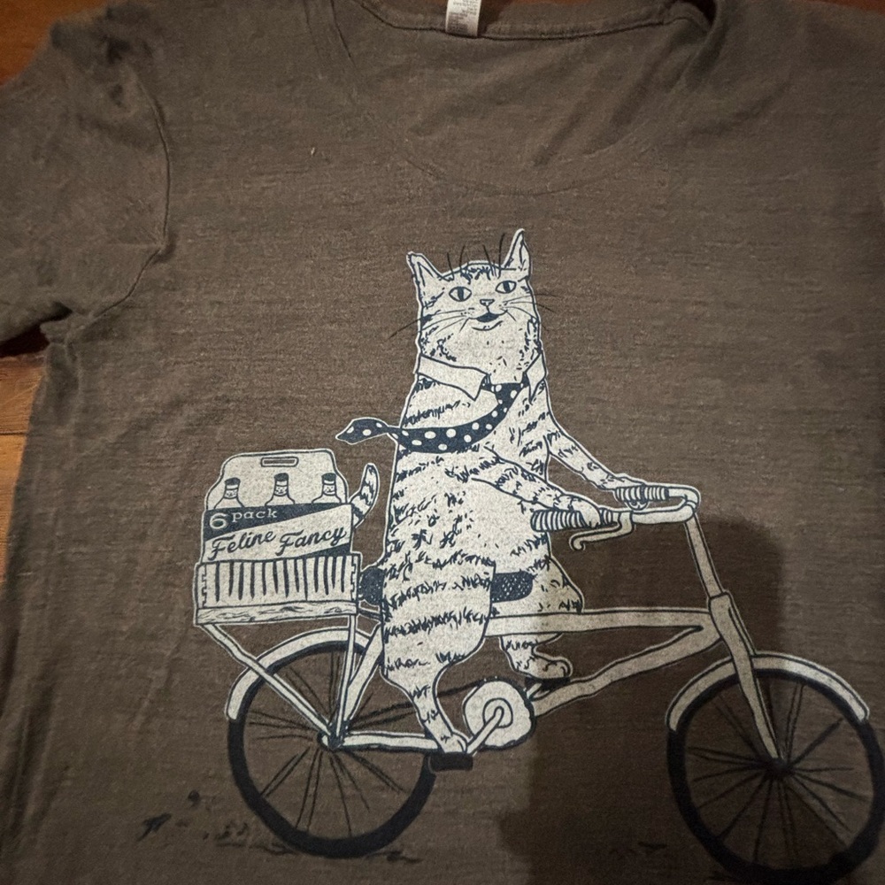American Apparel Brown Cat Bicycle Tee